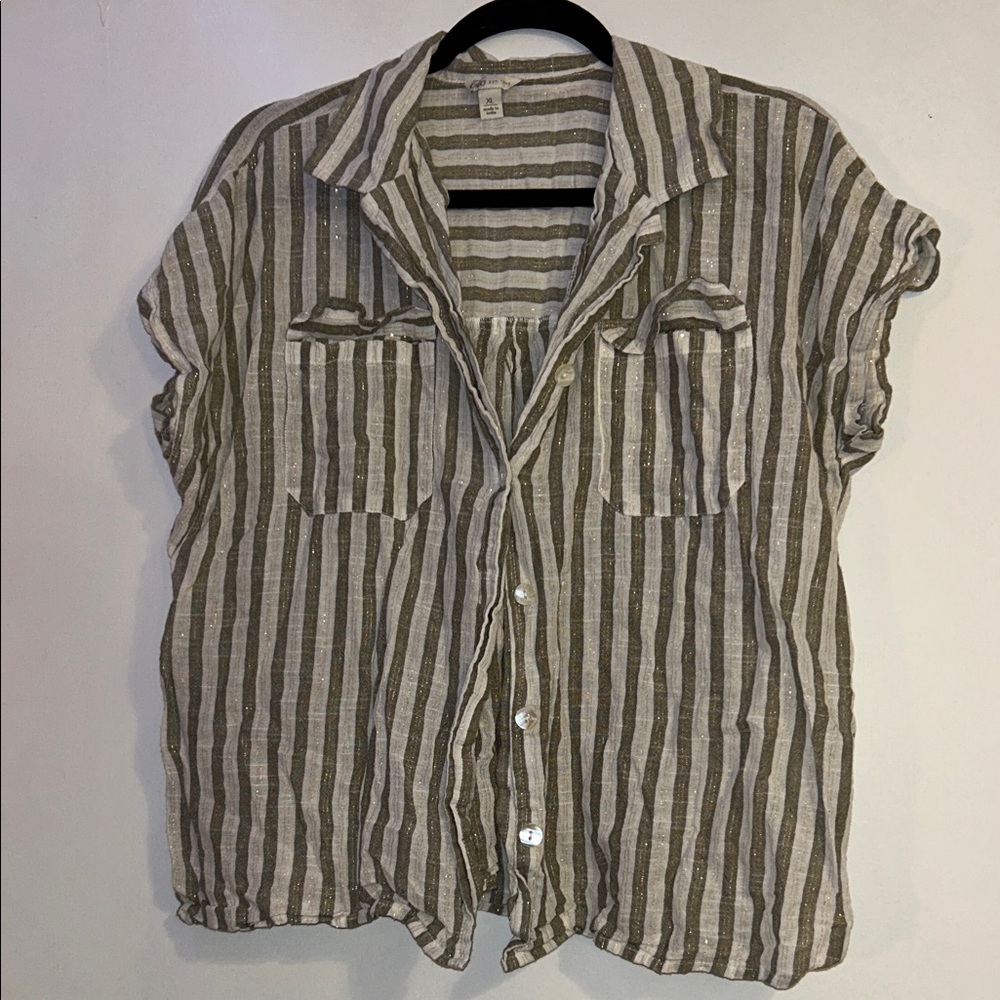 Cato Brown and White Striped Blouse
